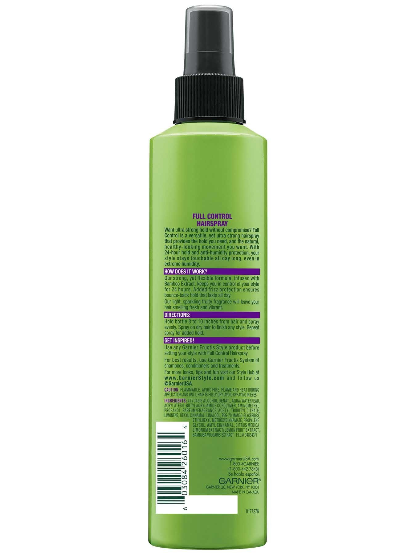 Back view of Full Control Anti-Humidity Non Aerosol Hairspray.