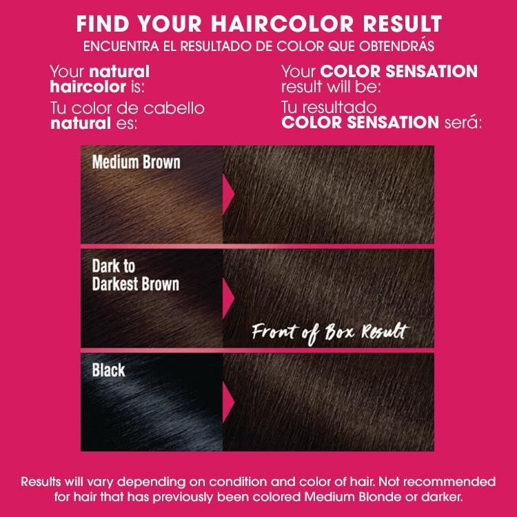 Color sensation 3.0 darkest brown before after swatch