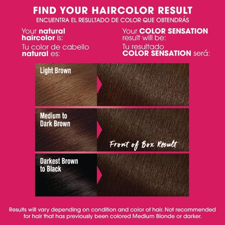 Color sensation 4.0 dark brown before after swatch