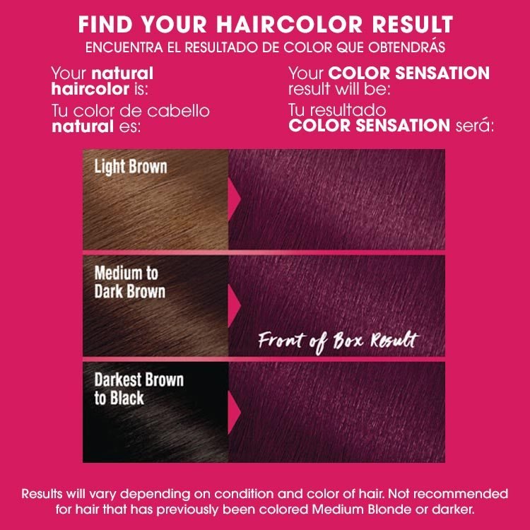 Color sensation 4.26 intense burgundy before after swatch