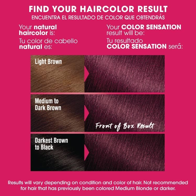 Color sensation 4.60 dark intense auburn before after swatch