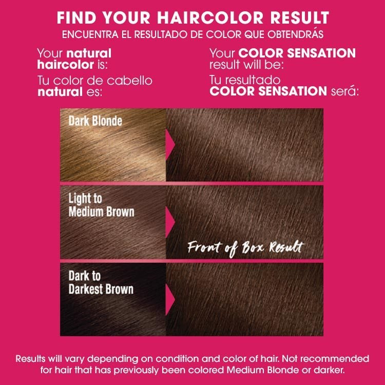 Color sensation 5.0 medium natural brown before after swatch