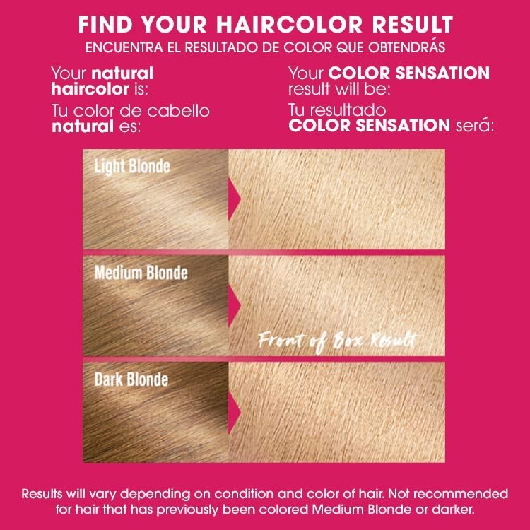 Color sensation 9.0 light natural blonde before after swatch