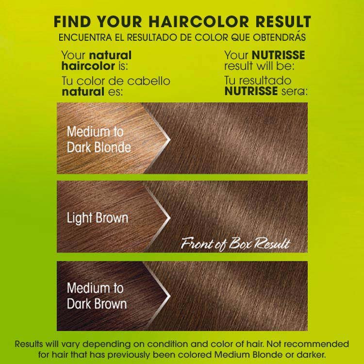 Nutrisse 61 light ash brown before after swatch