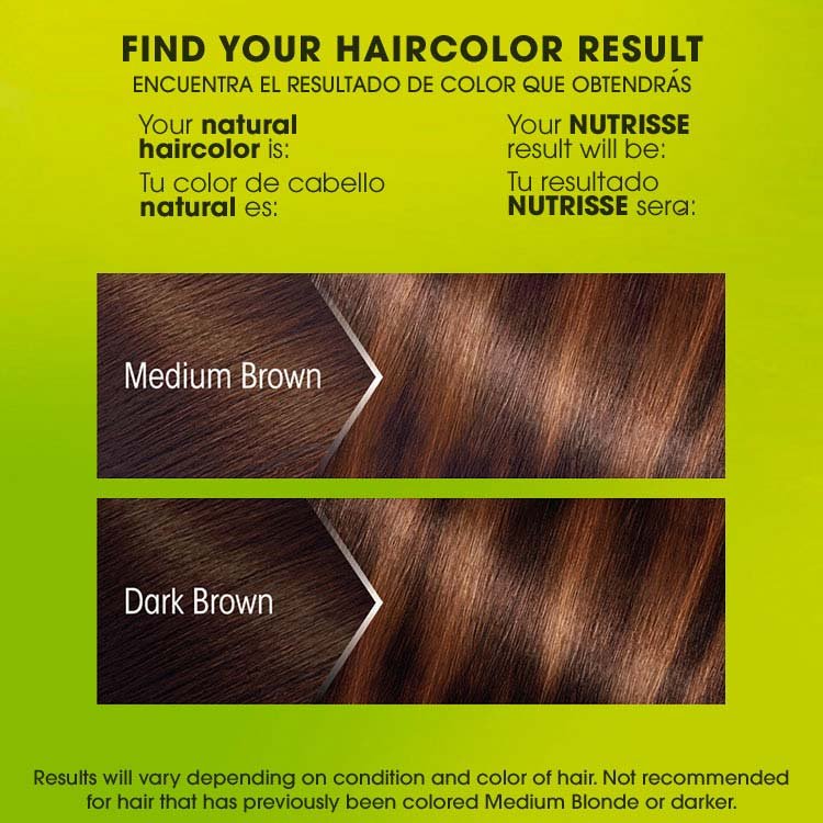 Nutrisse h2 warm bronze highlight before after swatch