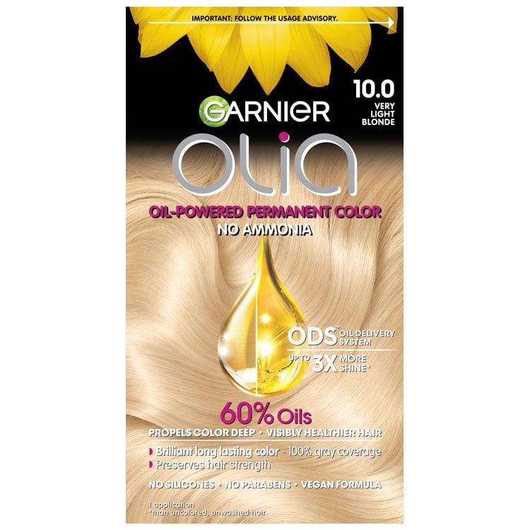 Trænge ind faldskærm Fortryd Olia Permanent Hair Color 10.0, Very Light Blonde - Garnier
