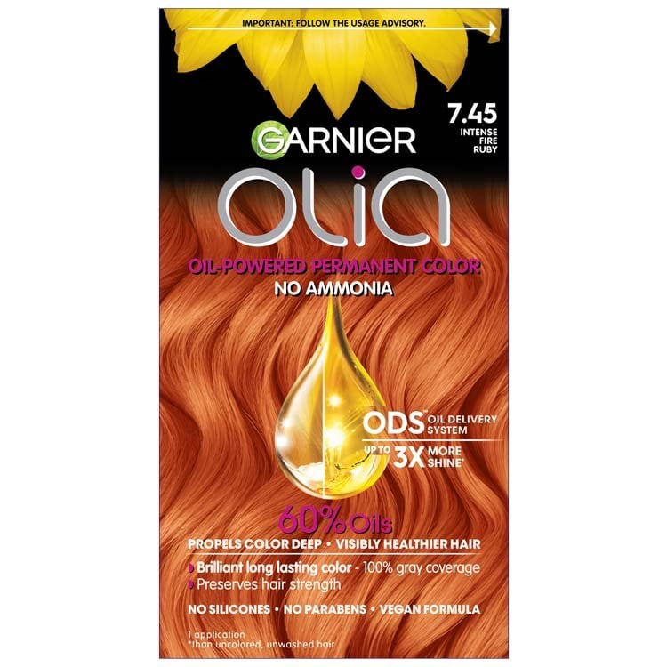 Olia Dark Fire Ruby Hair Color – Ammonia-Free Hair Dye – Garnier