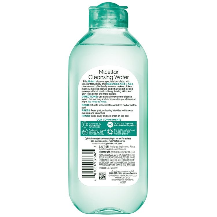 Back view of Cleansing Water With Hyaluronic Acid + Aloe, All Skin Types