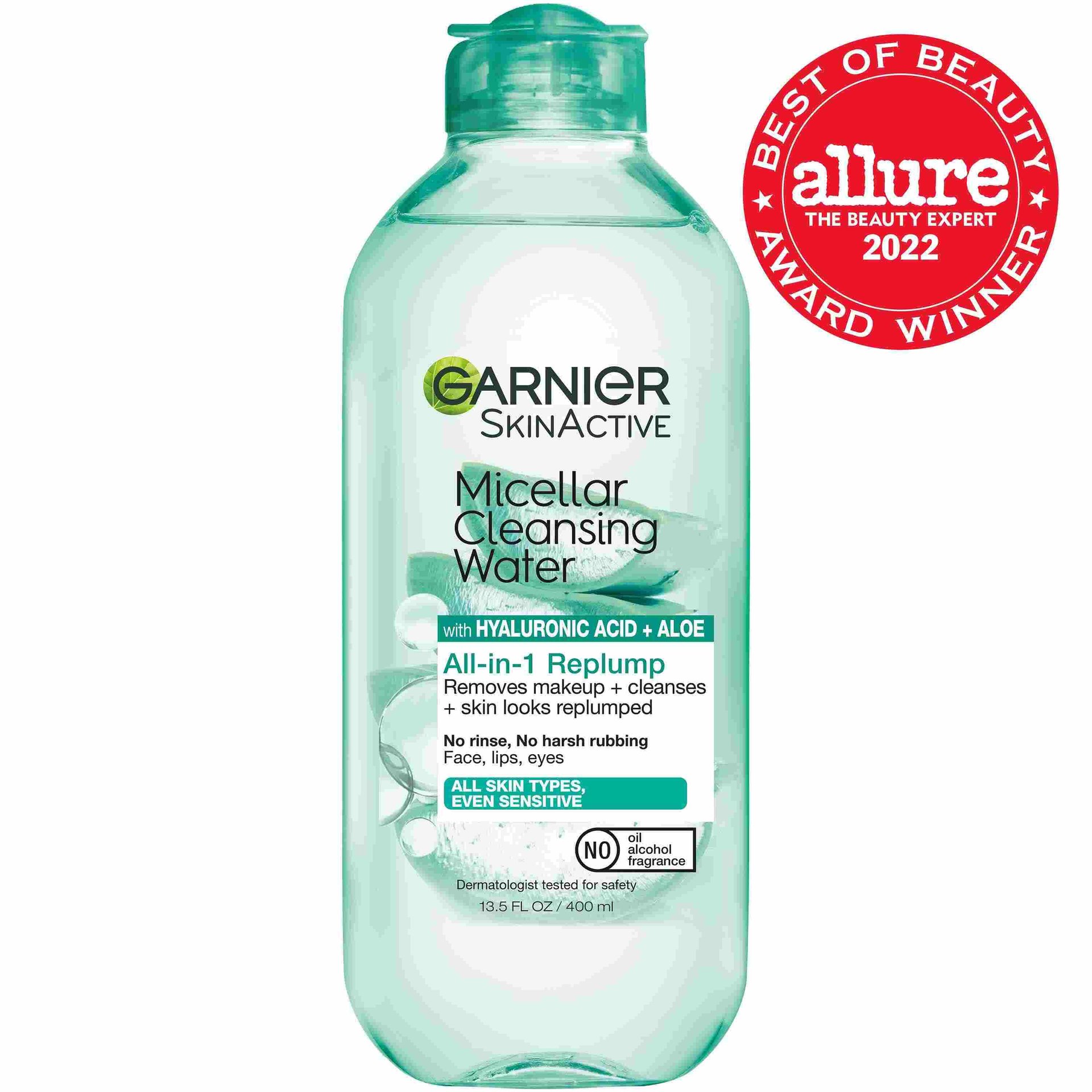 Front view of Cleansing Water With Hyaluronic Acid + Aloe, All Skin Types