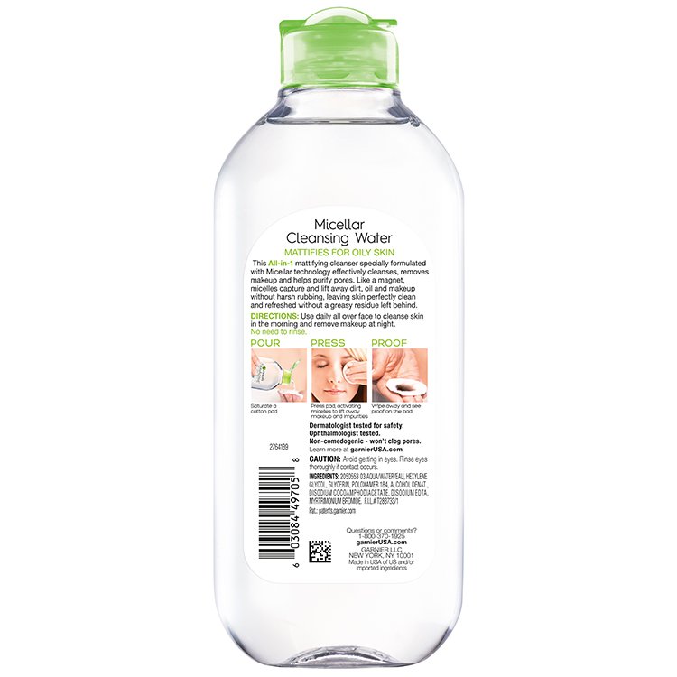 Back view of Green Cap Cleansing Water All-in-1 Mattifying, Oily and Sensitive Skin
