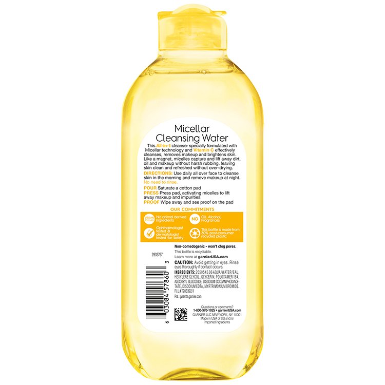 Back view of Yellow Cap Cleansing Water with Vitamin C, All Skin Types