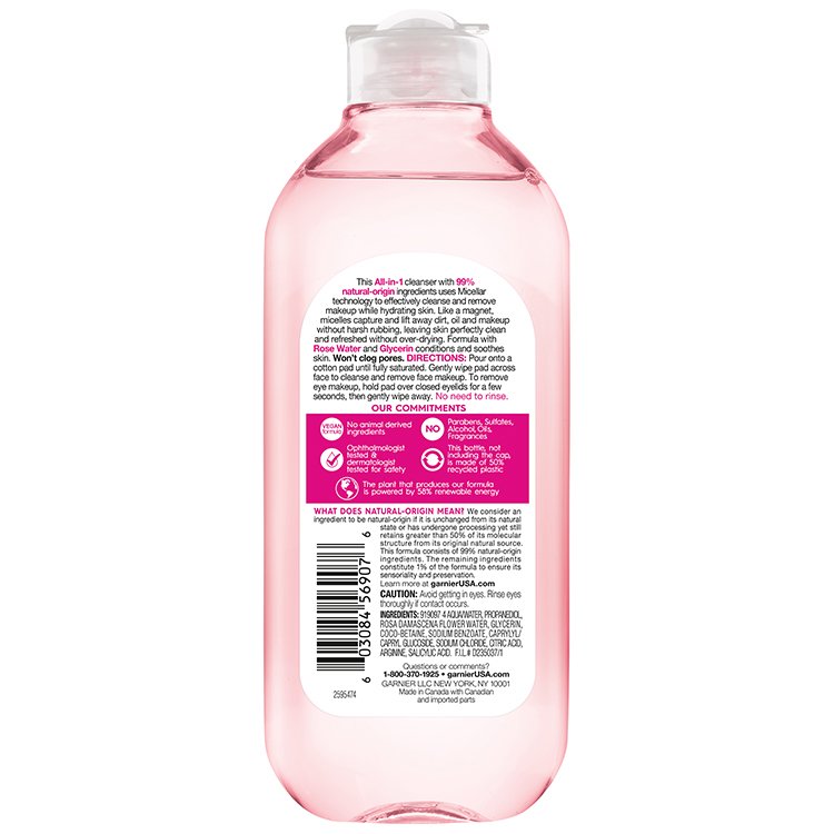 Back view of Water Rose Cleansing Water, All Skin Types