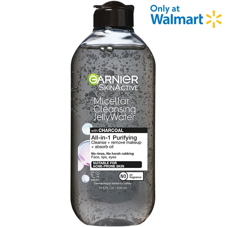 Front view of Micellar Cleansing Water with Charcoal, for oily skin