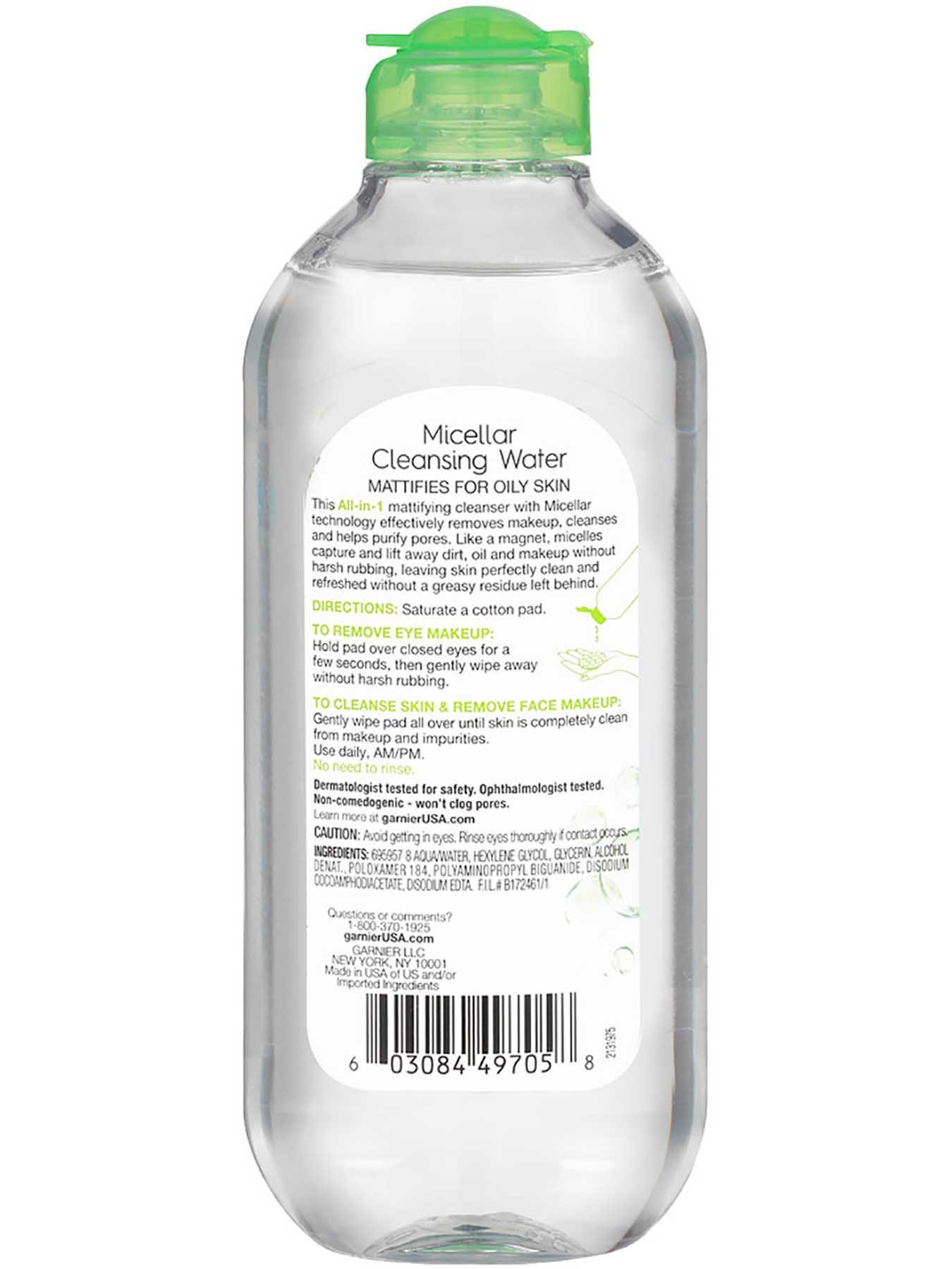 Back view of Green Cap Cleansing Water All-in-1 Mattifying, Oily and Sensitive Skin.