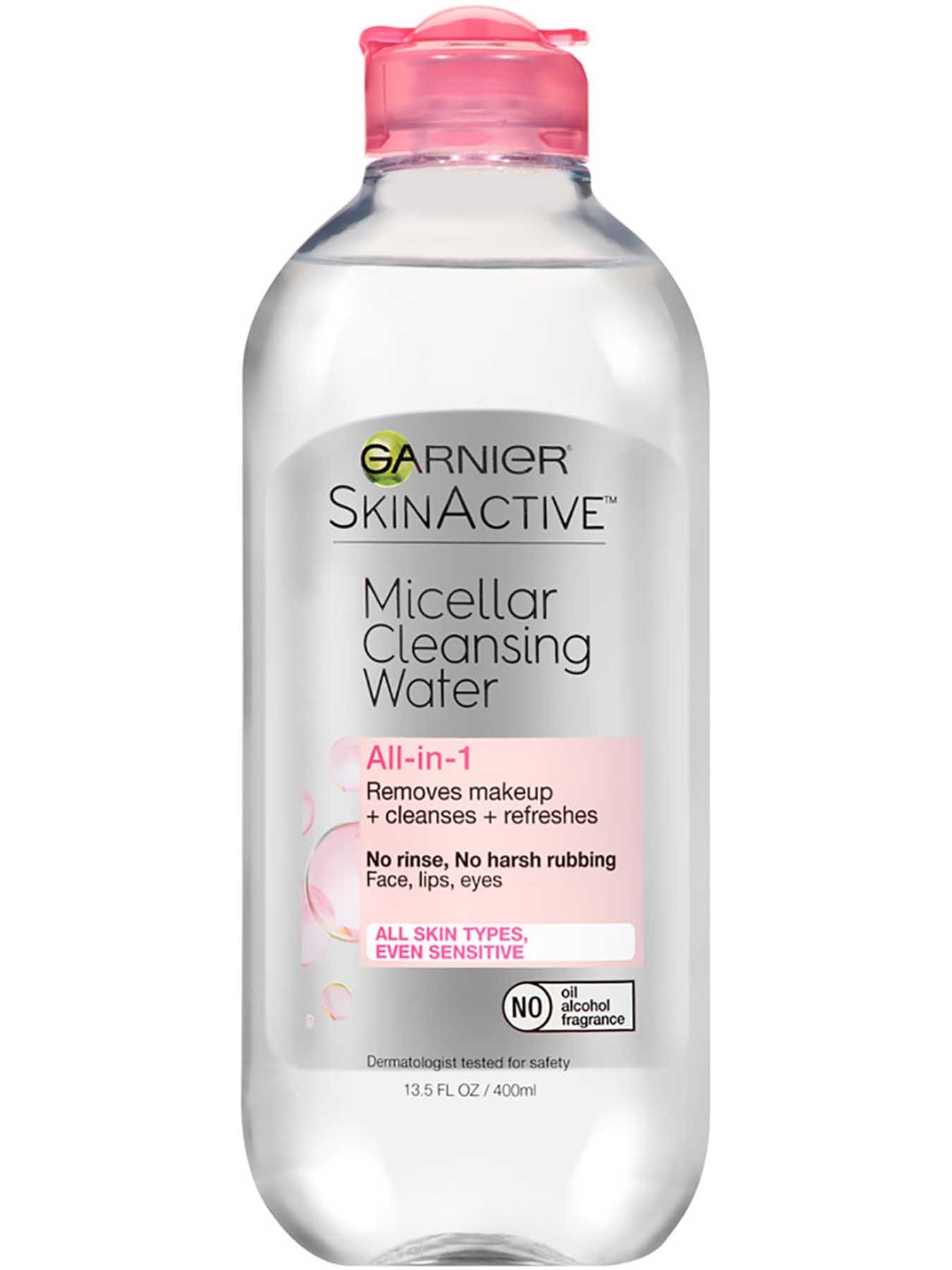 Front view of Pink Cap Cleansing Water All-in-1, All Skin Types.