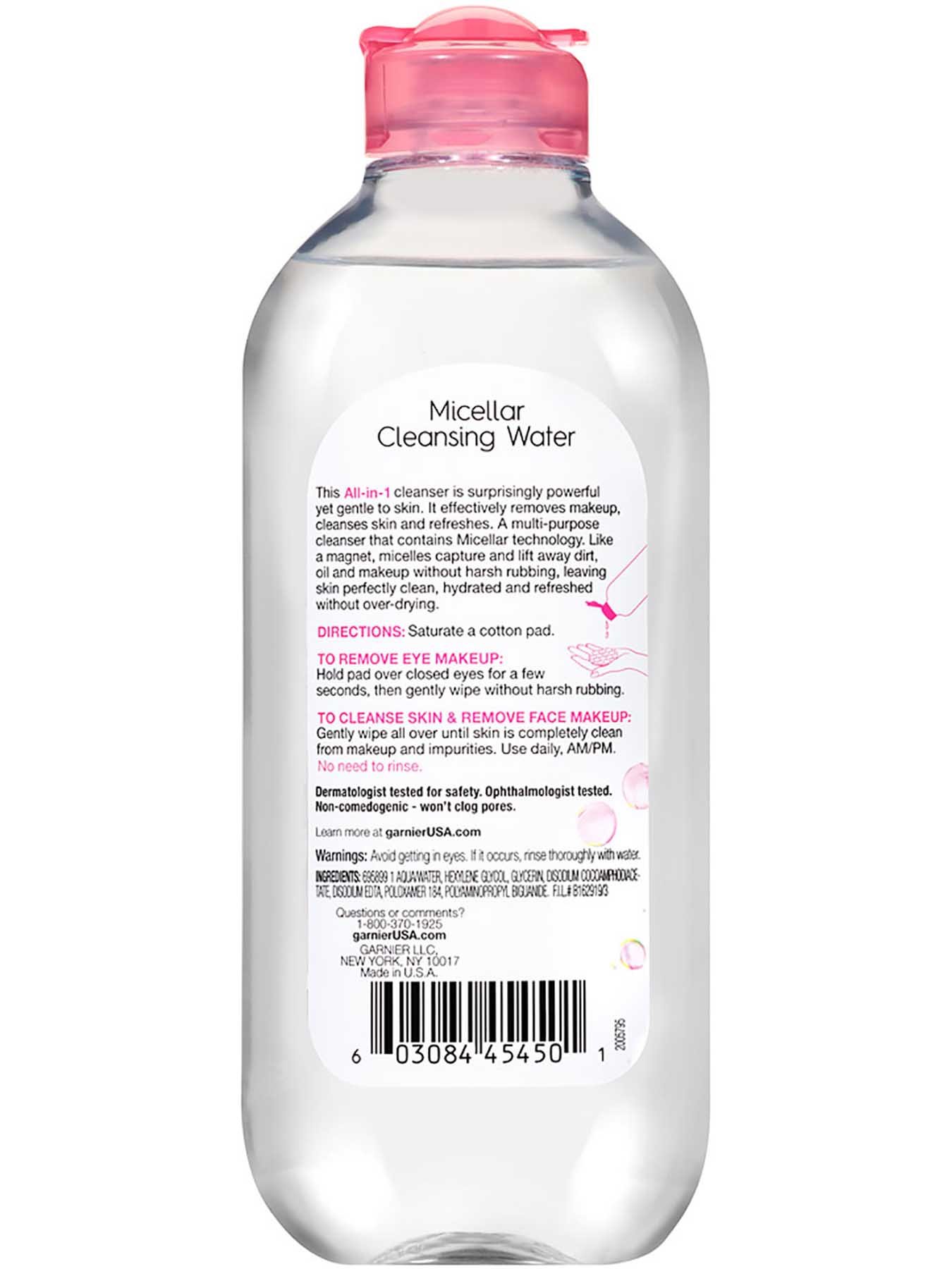 Back view of Pink Cap Cleansing Water All-in-1, All Skin Types.
