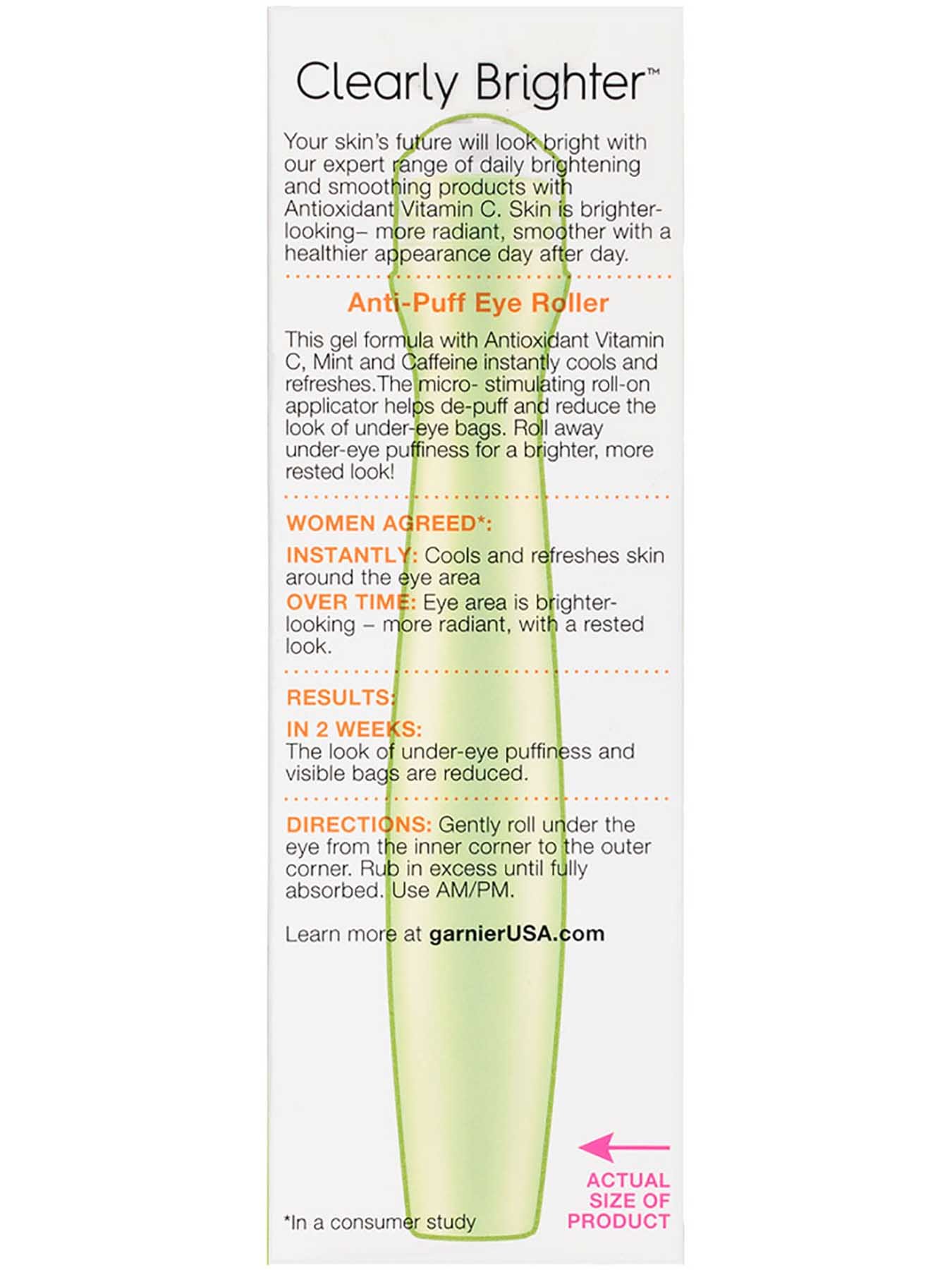 Back view of Clearly Brighter Anti-Puff Eye Roller.