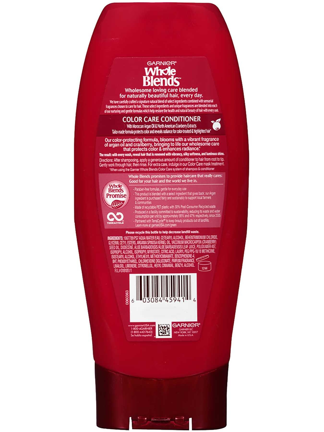 Back view of Color Care Conditioner with Argan Oil and Cranberry Extracts.