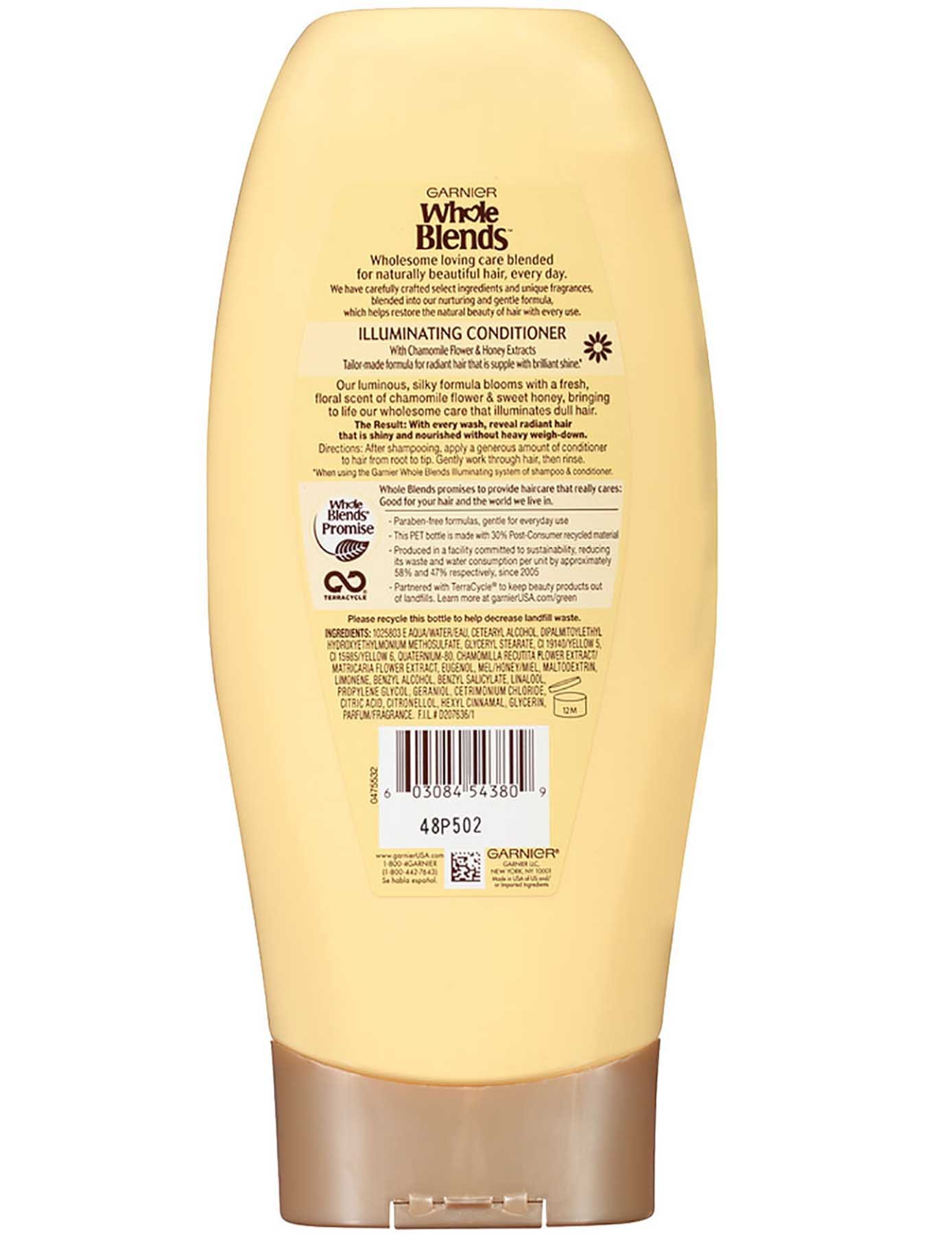 Back view of Illuminating Conditioner with Chamomile Flower and Honey Extracts, Silicone-Free.