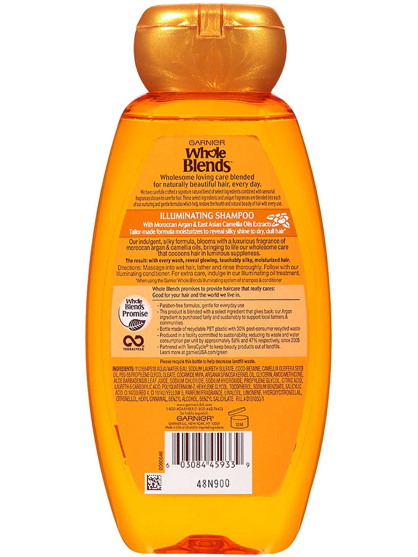 Back view of Illuminating Shampoo with Moroccan, Argan, and Camellia Oils Extracts.
