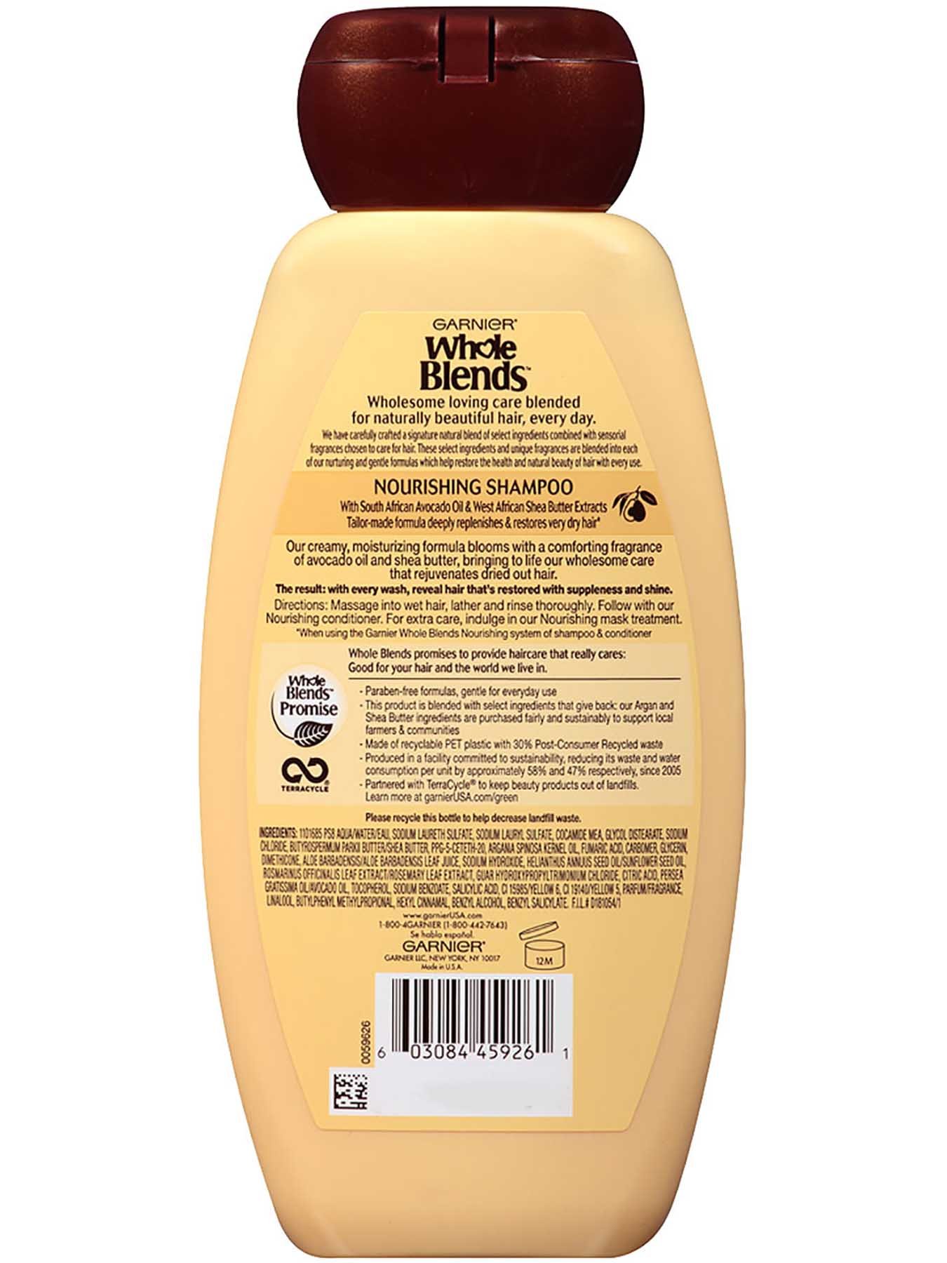 Back view of Nourishing Shampoo with Avacado Oil and Shea Butter.