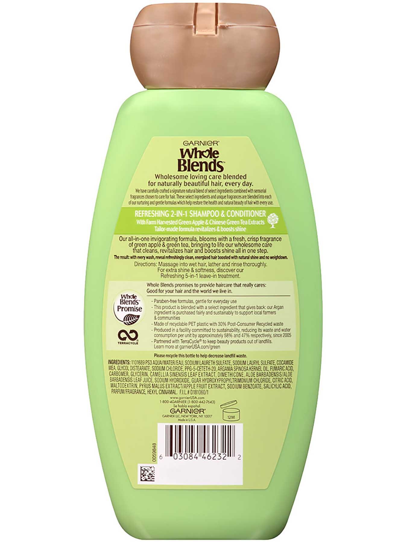 Back view of Refreshing 2-in-1 Shampoo with Green Apple & Green Tea extracts.