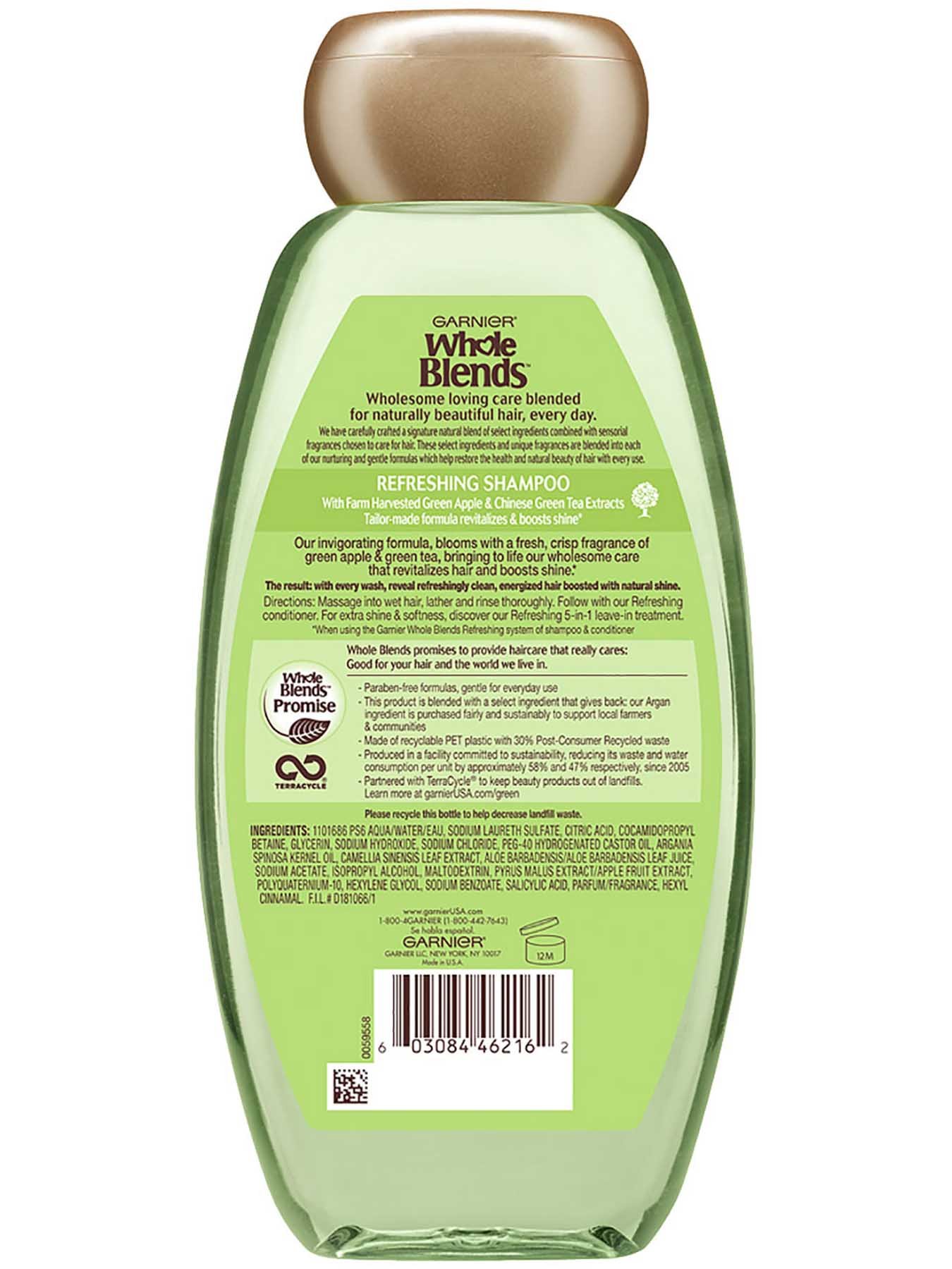 Back view of Refreshing Shampoo with Green Apple and Green Tea Extracts.