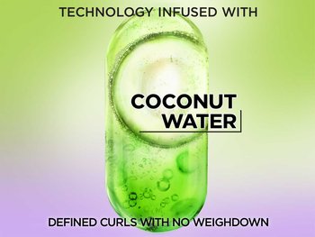 Technology infused with coconut water for defined curls with no weigh down