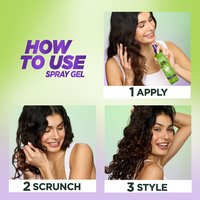 How to use Curl Shape Spray Gel: apply, scrunch, style.