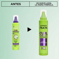 Garnier Fructis Curl Construct Creation Mousse packaging update: showing the old design versus the new look with the same effective formula.