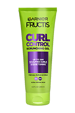 Garnier Fructis Curl Control Scrunching Gel 6.8 oz tube: a curl defining gel for all curls and coils providing up to 24H sculpted curls, edge taming, and ultra strong hold.