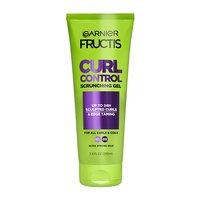 Garnier Fructis Curl Control Scrunching Gel 6.8 oz tube: a curl defining gel for all curls and coils providing up to 24H sculpted curls, edge taming, and ultra strong hold.