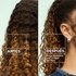 Before and after comparison: frizzy, undefined hair transformed into sculpted curls with frizz control using Garnier Fructis Curl Control Scrunching Gel.