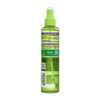 Back of Garnier Fructis Curl Shape Defining Spray Gel bottle showing directions, ingredients, and the 'No Sulfates, Phthalates, DMDM Hydantoin' formula for defined curls.
