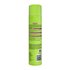A vertical shot of the back of the lime green hairspray can, showing the ingredient list, detailed usage instructions, and safety warnings.