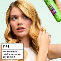 For buildable hold, spray once per section while using the Garnier Fructis Full Control Anti-Humidity Non-Aerosol Hairspray.