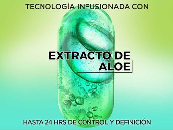 Technology infused with aloe extract for 24 hours of clean hold with no residue.