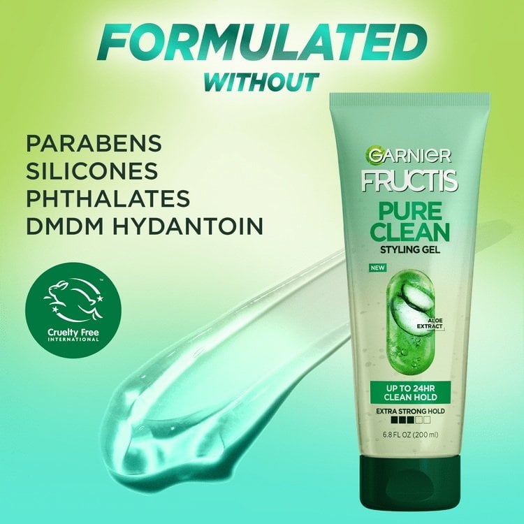 The Garnier Pure Clean Styling Gel is formulated without parabens, silicones, phthalates, and DMDM hydantoin.
