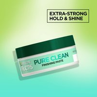 Front packaging of the Garnier Fructis Pure Clean Styling Gel. This product formula is extra-strong and offers hold and shine with no residue.