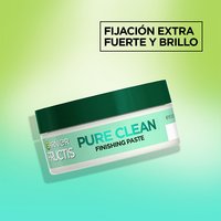 Front packaging of the Garnier Fructis Pure Clean Styling Gel. This product formula is extra-strong and offers hold and shine with no residue.