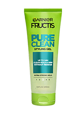A front visual of the Pure Clean Styling Gel tube. This gel provides up to 24 hours of clean hold for lasting control and definition.