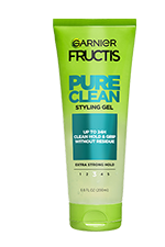 A front visual of the Pure Clean Styling Gel tube. This gel provides up to 24 hours of clean hold for lasting control and definition.