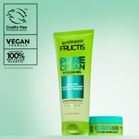 The Pure Clean Styling Gel is a part of the Garnier Pure Clean Styling collection. This product is approved by Cruelty Free International under the Leaping Bunny program, has vegan formulas, and uses caps made of 100% recycled plastic.