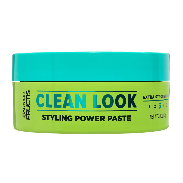 A front visual of the product packaging of the Garnier Fructis Pure Clean Finishing Paste.&nbsp;Get up to 24 hours of definition with the&nbsp;&nbsp;Pure Clean Finishing Paste, infused with aloe extract.