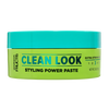 A front visual of the product packaging of the Garnier Fructis Pure Clean Finishing Paste. Get up to 24 hours of definition with the Pure Clean Finishing Paste, infused with aloe extract.