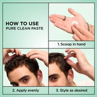 The Garnier Fructis Pure Clean Finishing Paste can be applied in 3 simple steps: scoop in hand, apply evenly, and style as desired. Activate the formula by warming the paste between your hands.