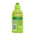 A back visual of the product packaging of the Garnier Sleek & Shine Anti-Humidity Smoothing Milk. This is an anti-humidity hair product that delivers up to 24 hours of frizz resistance with flexible hold, keeping hair sleek and silky in high humidity.