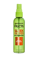Garnier Fructis Sleek Gloss hair spray with argan oil for frizz control and intense shine.