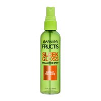 Garnier Fructis Sleek Gloss hair spray with argan oil for frizz control and intense shine.