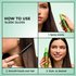 How to use Garnier Fructis Sleek Gloss: spray evenly, smooth hands over hair, and style as desired for frizz-free shiny hair.